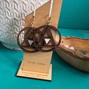 Statement Peace Wooden Earrings